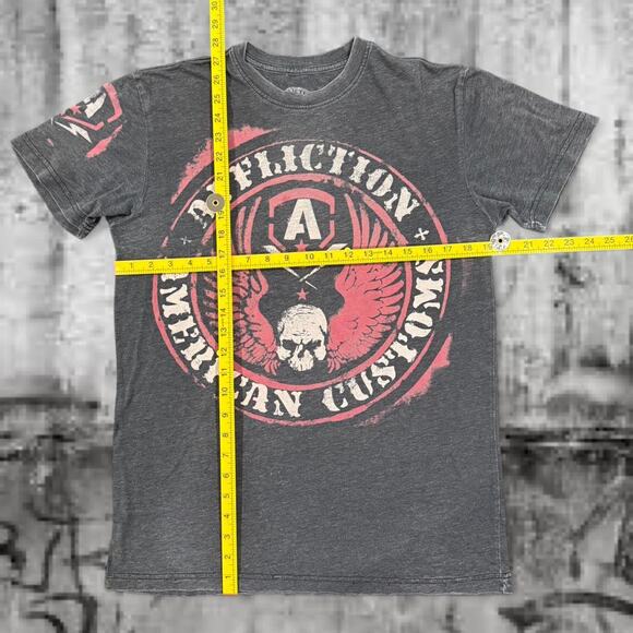 Affliction American Customs Skull Eagle Tee – Size M – Charcoal / Red Graphic - Picture 5 of 6